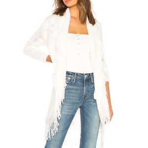 Tularosa White Wool Fringe Detail Shawl Cardigan
